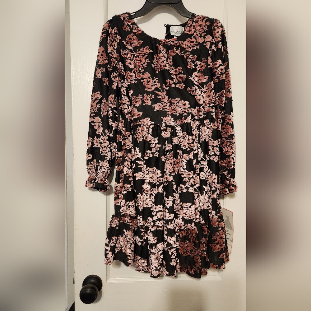 Girls Dress Black and Pink Floral NEW WITH TAGS